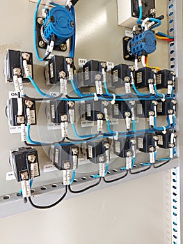Close-up of a series of components on a control panel