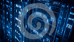 Server Room Data Center Blue Network Technology, Cloud Computing