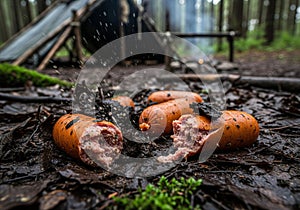 Burnt Sausages on Forest Floor