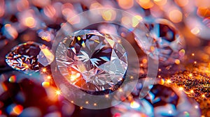A close up of several diamonds on a dark background