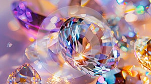 A close up of several diamonds on a white background