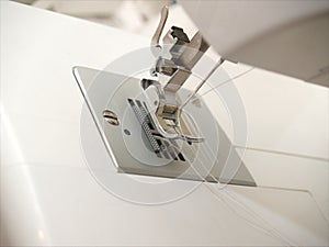 Close up of a sewing machine