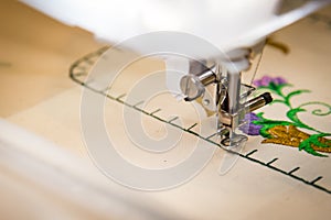 Close-up of sewing machine