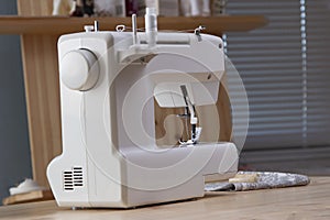 Close-Up Of Sewing Machine at home interior