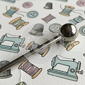 A close up of a sewing machine with spools of thread (ai generated)