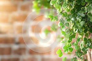 Close-up of shamrock garland with bokeh lights for st. patrick's day decor photo