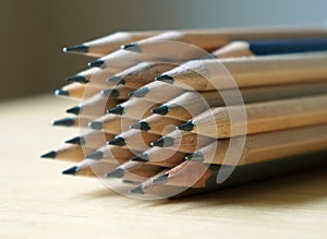 Close up on sharp pencils stack