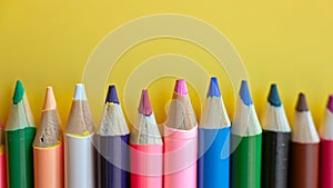 Close-Up of Sharpened Colored Pencils on White Background
