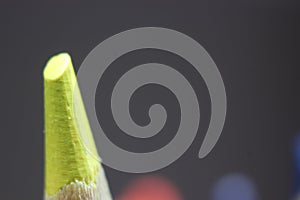 Macro view of the tip of the pencil on a black background