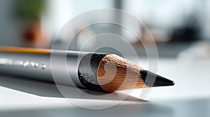 Close-up of a sharpened pencil on a smooth surface