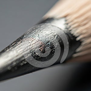 Close-up of a sharpened pencil tip.