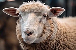 a close up of a sheep looking at the camera