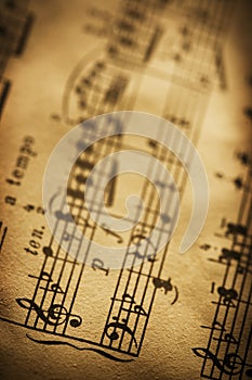 Close up of sheet music