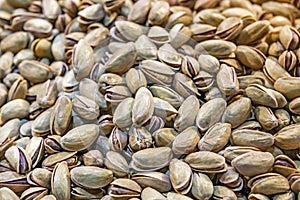 Close up shelled pistachios in bulk