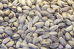 Close up shelled pistachios in bulk