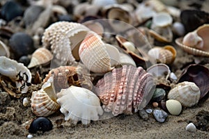 close-up of shells and other beachcombing treasures