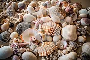 close-up of shells and other beachcombing treasures