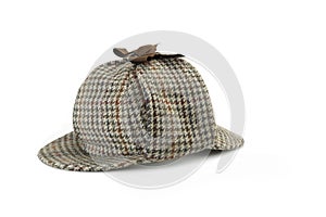 Close-up of Sherlock Holmes Deerstalker Cap Isolated