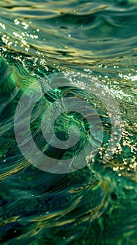 Close-up of shimmering green sea water