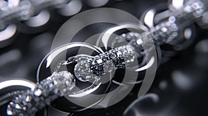 A close up of a shiny chain with diamonds on it, AI
