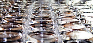 Close-Up of Shiny Glass Jars in a Grid Pattern