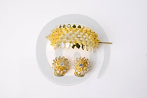 Close up shiny gold jewelery