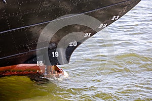 Close-Up of Ship Hull with Draft Marks