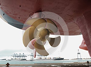 Close up of a ship propeller