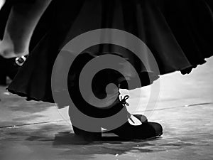 Close up shoes of a dancer during the Flamenco Tree El Ã¡rbol del flamenco musical show part of the Flamenco Festival (