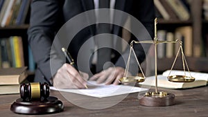 Close up Shoot of Judge Checking Document in Court Room