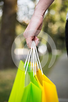 Close up of shopping bags