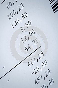 Close up of a shopping receipt,