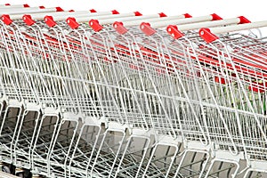 Close up of shopping Trolleys
