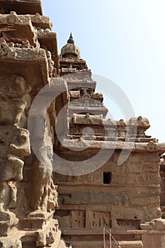 Close-up of Shore Temple at Mahabalipuram in Tamil Nadu, India