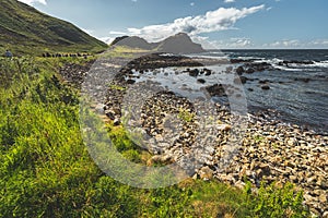 Close-up shoreline with the boulders. Ireland.