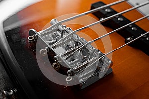 A Close up shot of 4-strings bass