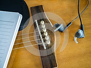 Close up shot of acoustic guitar
