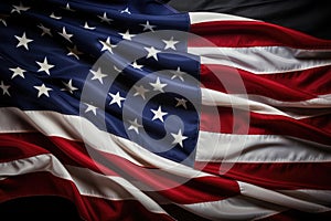 A close up shot of the American flag proudly waving in the wind, symbolizing patriotism and national pride, United States Flag On