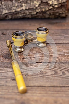 Close up shot of a Antique Vintage 1900ÃÂ´s Opera Glasses Binoculares, retro concept photo