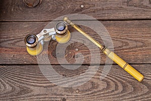 Close up shot of a Antique Vintage 1900ÃÂ´s Opera Glasses Binoculares, retro concept photo