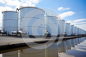 close-up shot of aviation fuel storage tanks