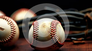 close up shot of a baseball on dusty ground