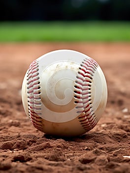 close up shot of a baseball on ground