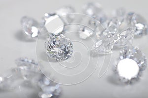 Close up shot of beautiful brilliant crystal zirconia diamond beads