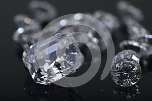 Close up shot of beautiful brilliant crystal zirconia diamond beads