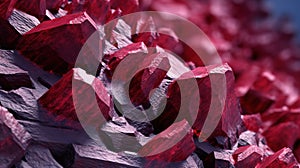 Close-up shot of beautiful red ruby, dark background. Created with Generative Ai technology