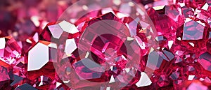 Close-up shot of beautiful red ruby, dark background. Created with Generative Ai technology