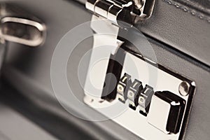 Close Up Shot of Black Briefcase Latch and Lock