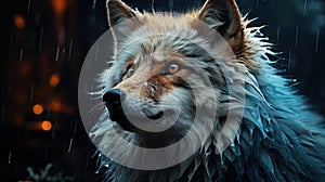 A close-up shot of a blue fox, painted in a style reminiscent of Albrecht DÃ¼rer. Created with Generative AI