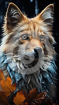 A close-up shot of a blue fox, painted in a style reminiscent of Albrecht DÃ¼rer. Created with Generative AI